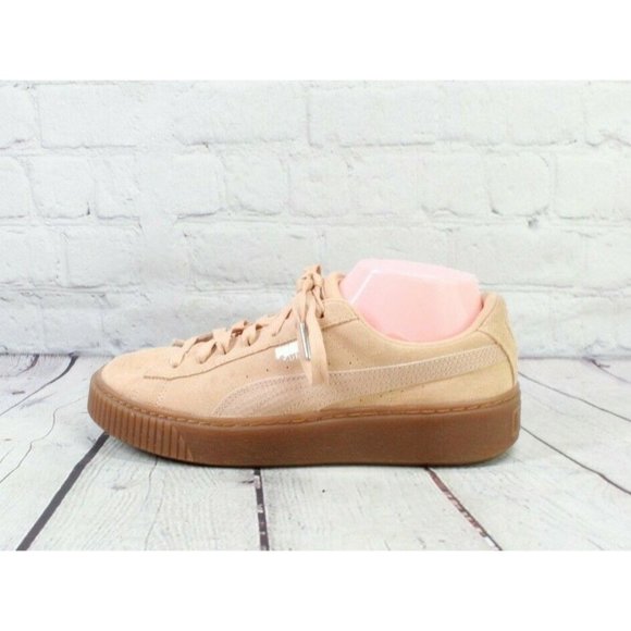Puma Shoes - Puma Peach Suede Lace up Low Top Casual Sneakers Size 9.5
